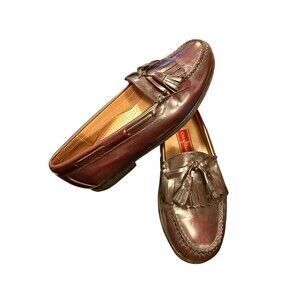 Vintage Cole Haan Dress Shoes Men's 10.5 D Burgundy Penny Loafers Leather Tassel